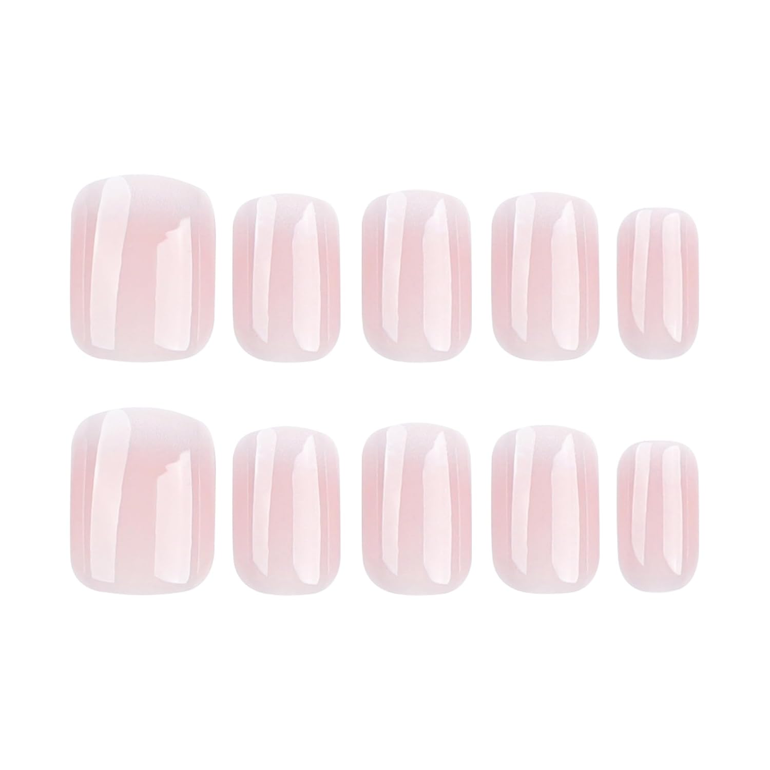 Square Press on Nails Short Ombre Fake Nails Tips Full Cover Nude False Gradient Nails Glossy Glue on Nails for Women and Girls 24Pcs