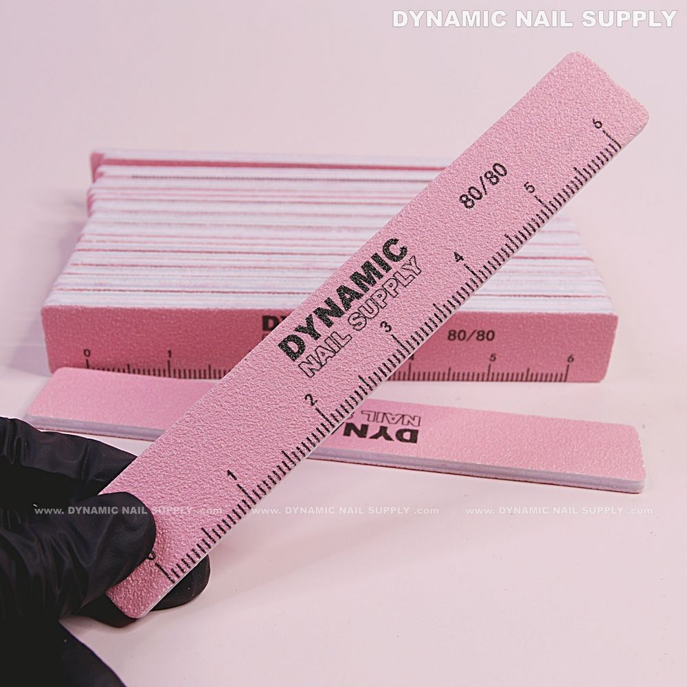 Pink 80/80 grit square nail files - 2