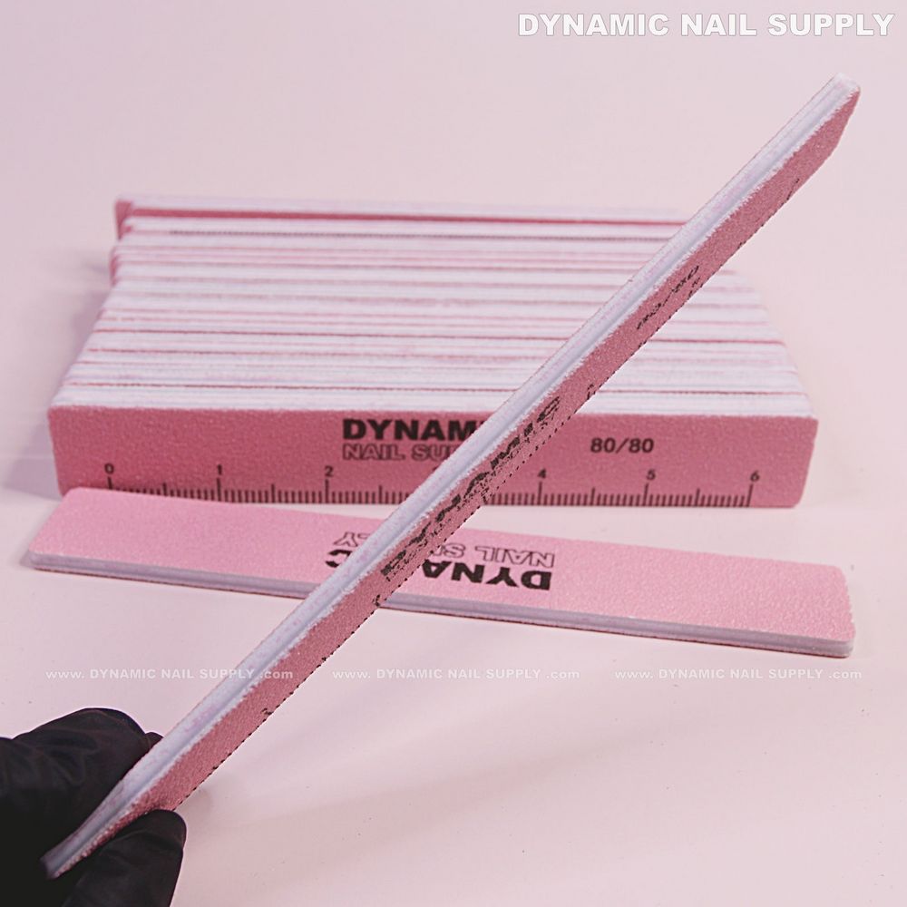 Pink 80/80 grit square nail files - 3