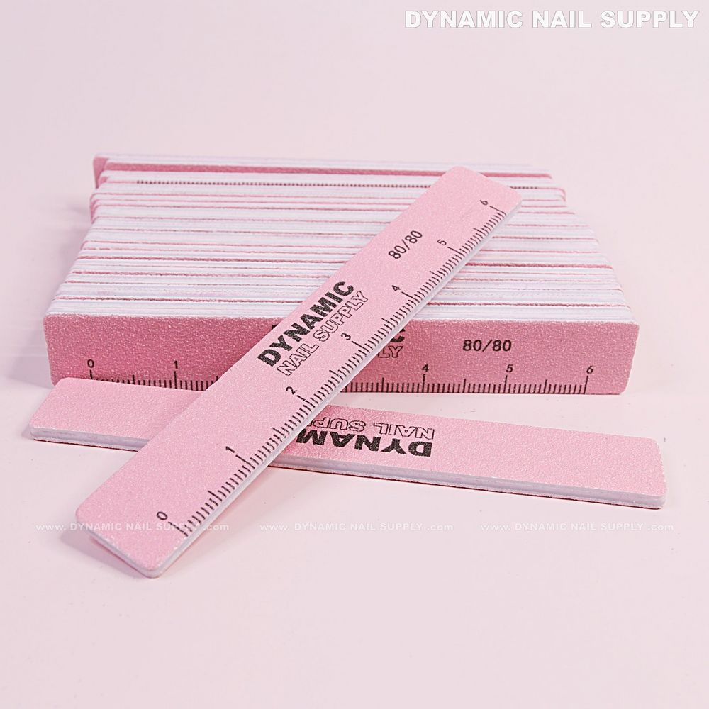 Pink 80/80 grit square nail files - 4