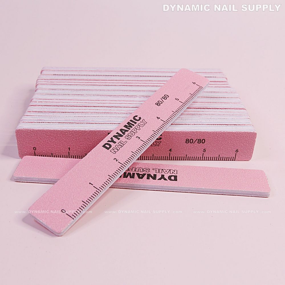 Pink 80/80 grit square nail files - 5