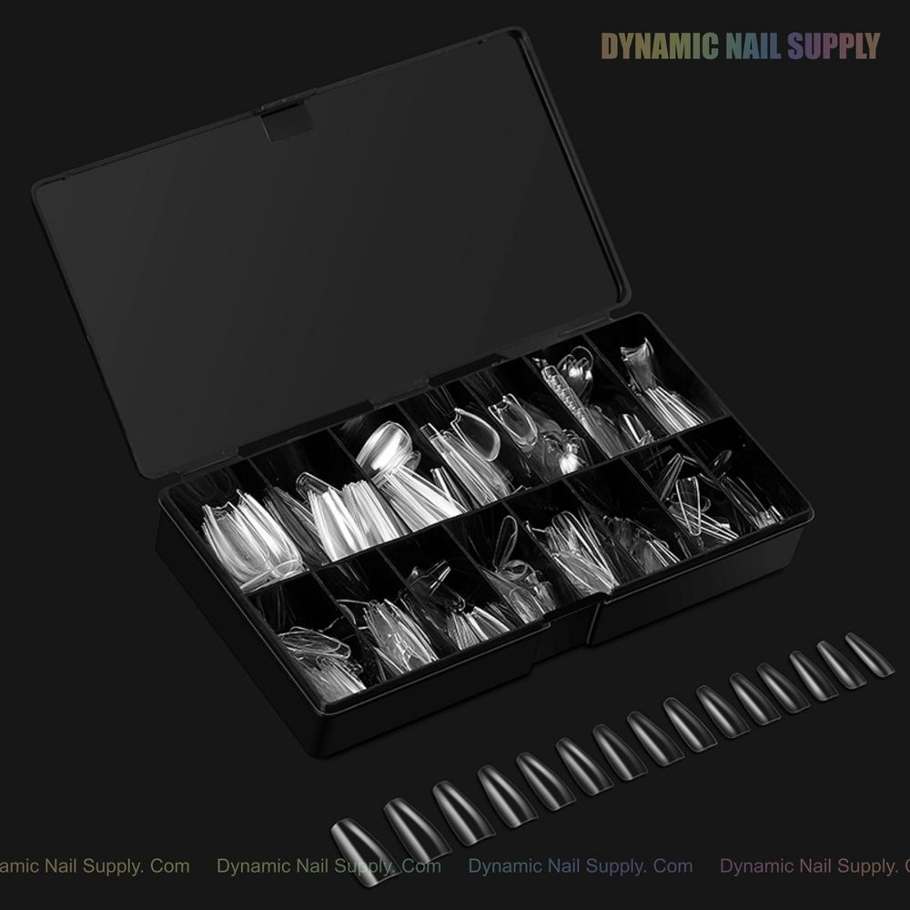 clear long coffin gel tips box - 10