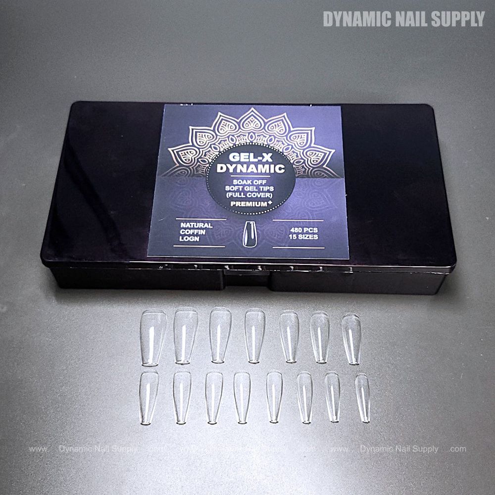 clear long coffin gel tips box - 3